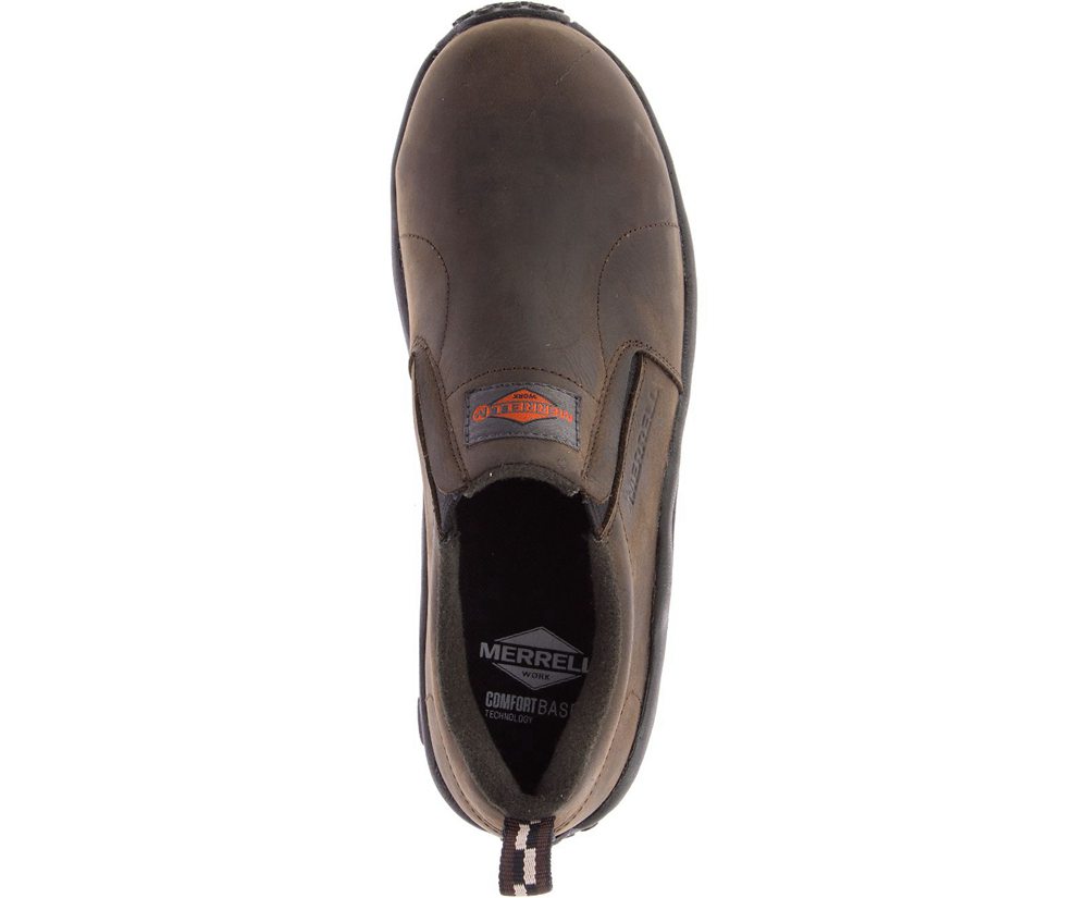Merrell Slip Ons Brown - Jungle Moc Leather Comp Toe Work - Womens 98OGUCAJF